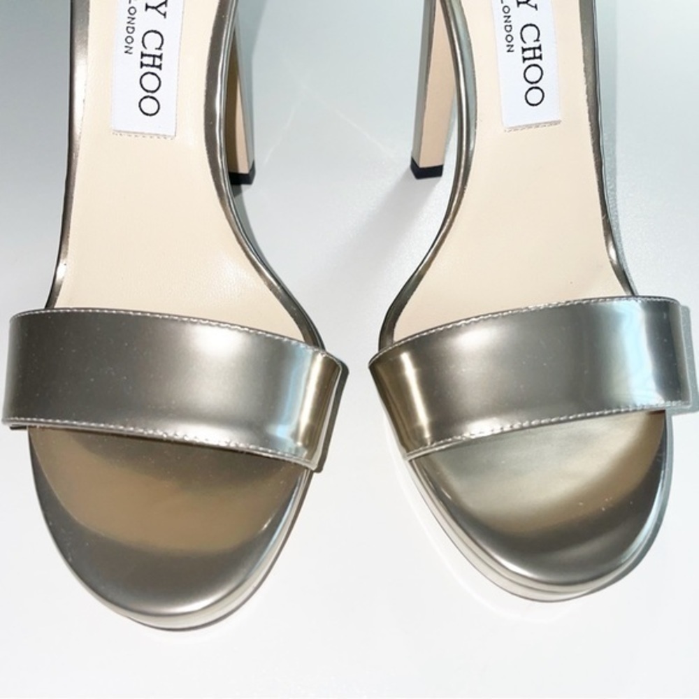 Jimmy Choo Gold Ankle Strap High Heels Size 38 - Picture 5 of 7